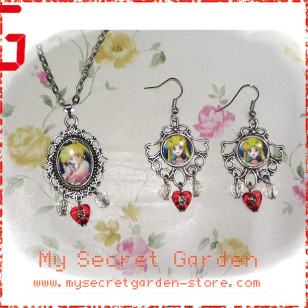 Sailor Moon Crystal Pretty Soldier 美少女戦士 Usagi Tsukino anime Cabochon Necklace & Earrings Set